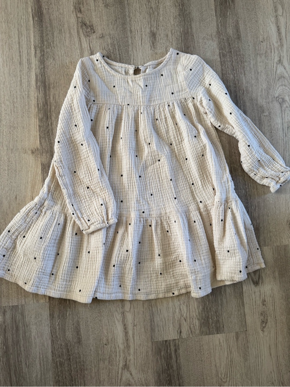 H&M Girls' Cream Dot Gauze Tiered Dress muslin 5t